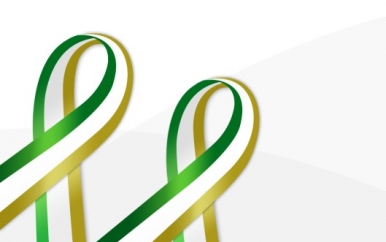 Green White and Gold Ribbon
