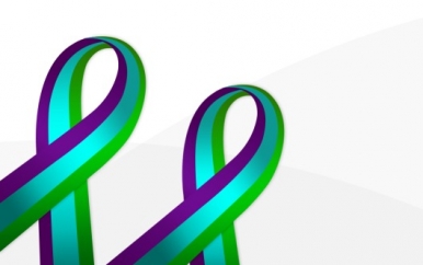 Purple Teal and Green Ribbon